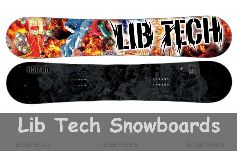 Lib Tech snowboard on mountain terrain