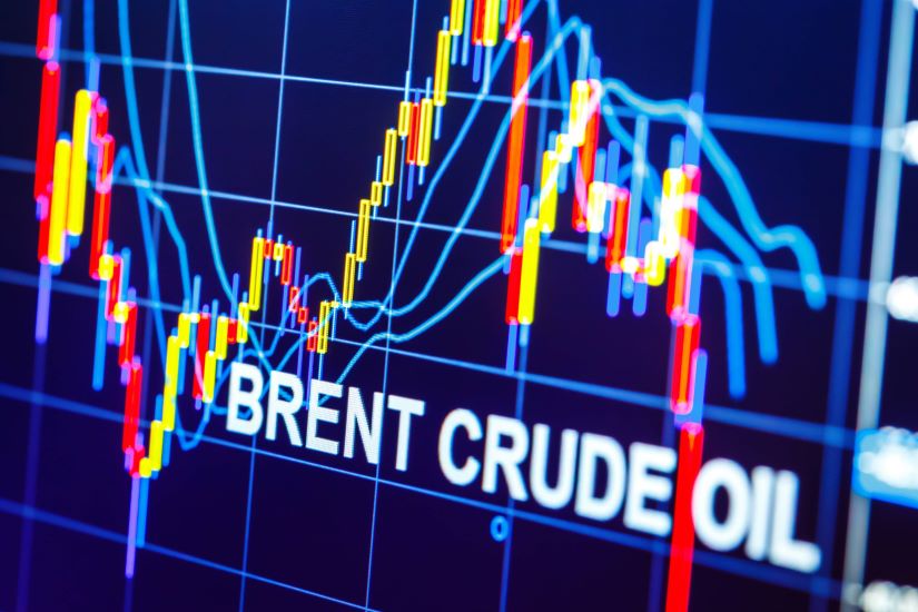 Brent Crude oil barrel on a global map